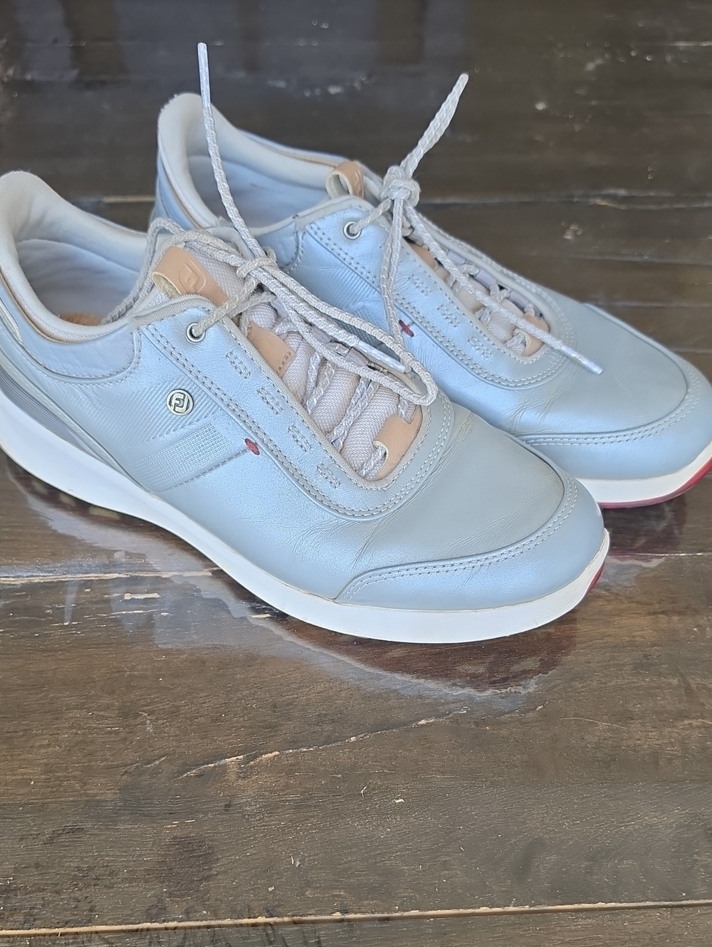 (8M) FootJoy  Grey/Silver and Tan Women's Athletic Golf Shoes Athletic Outdoors